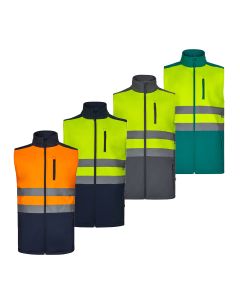 VELILLA Steppweste - Zweifarbig, Windschutz, Viele Taschen - Schwarz/Limettengrün 2XL